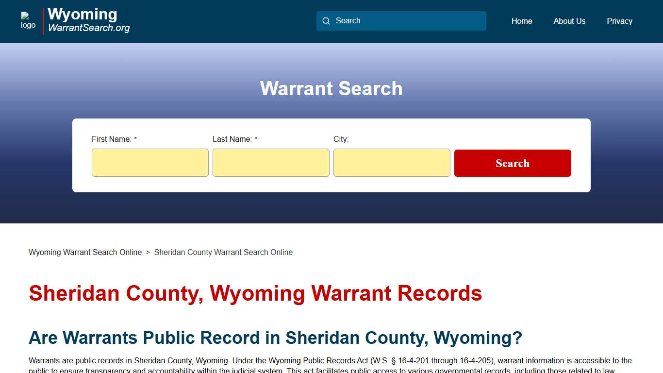 Sheridan County, Wyoming Warrant Search | WyomingWarrantSearch.org